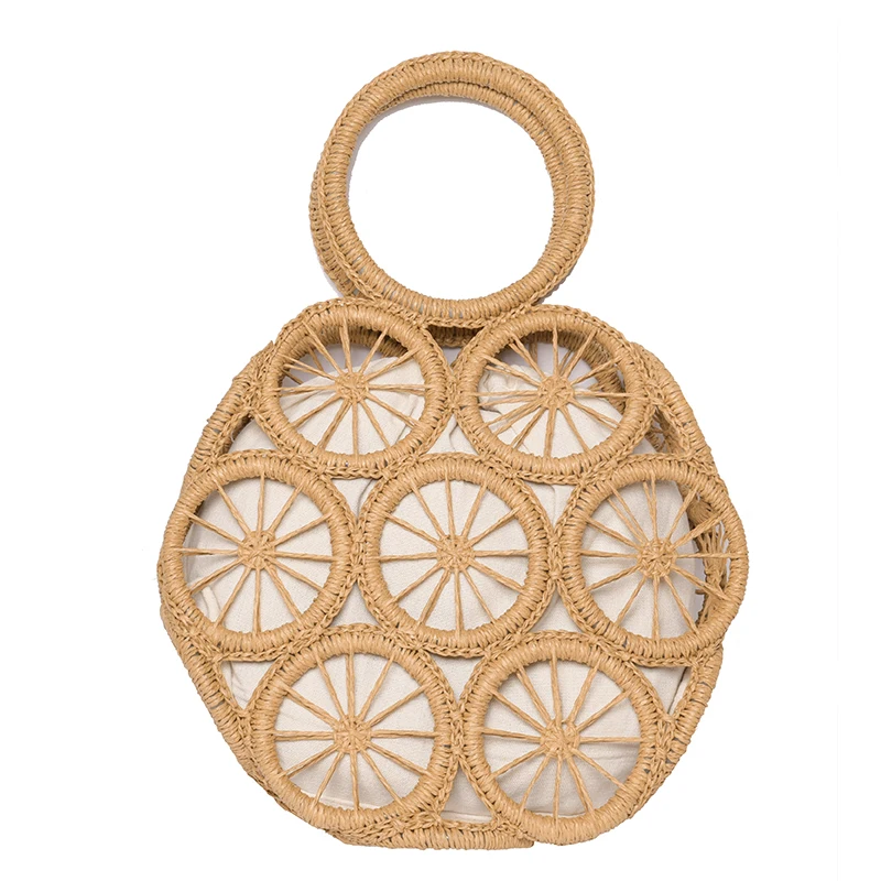 

Fashion Rattan Hollow Round Straw Bags Wicker Woven Women Handbags Summer Beach Shoulder Crossbody Bags Casual Lady Bali Purses