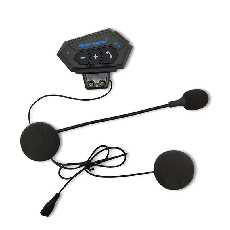 

BT12 Hands-free Helmet Headphone Motorcycle Headset Intercom Microphone Bluetooth-compatible Headset Outdoor Sport
