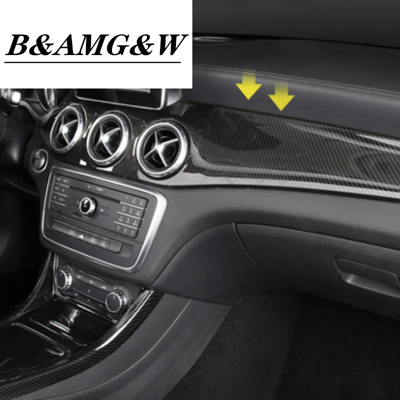 Карбоновая отделка панели приборов центральной консоли в цвете карбонового волокна для Mercedes Benz GLA X156 CLA C117 LHD 2013-2018 годов выпуска.