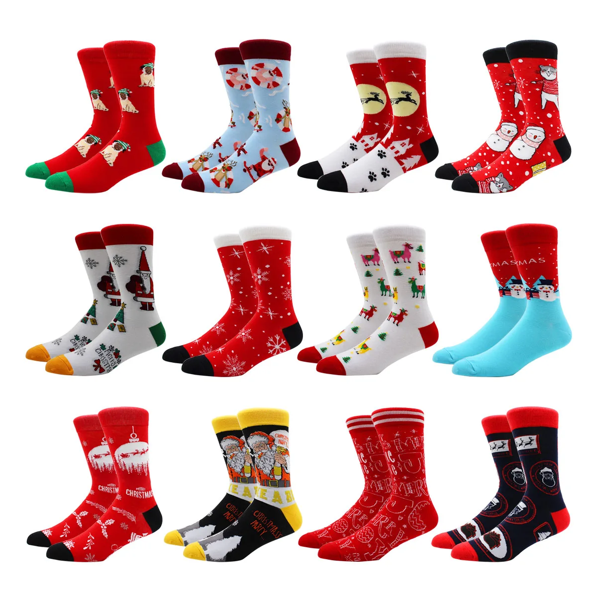 Мужские и женские Носки с рисунком Санта Клауса, снеговика, мужские носки, забавные короткие носки средней длины, мужские рождественские по...