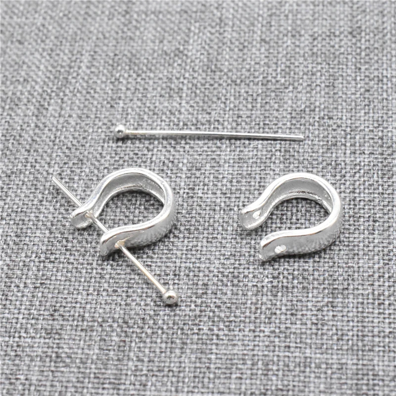 4pcs of 925 Sterling Silver U Shape Charm Pendant Pinch Bails w/ 20mm Ball Pin for Jewelry Making