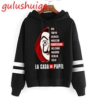 Casa Papel Hoodies Men Unisex Top Cartoon Money Heist Hooded House Paper Kawaii Anime Cute Bella Ciao Sweatshirt Male