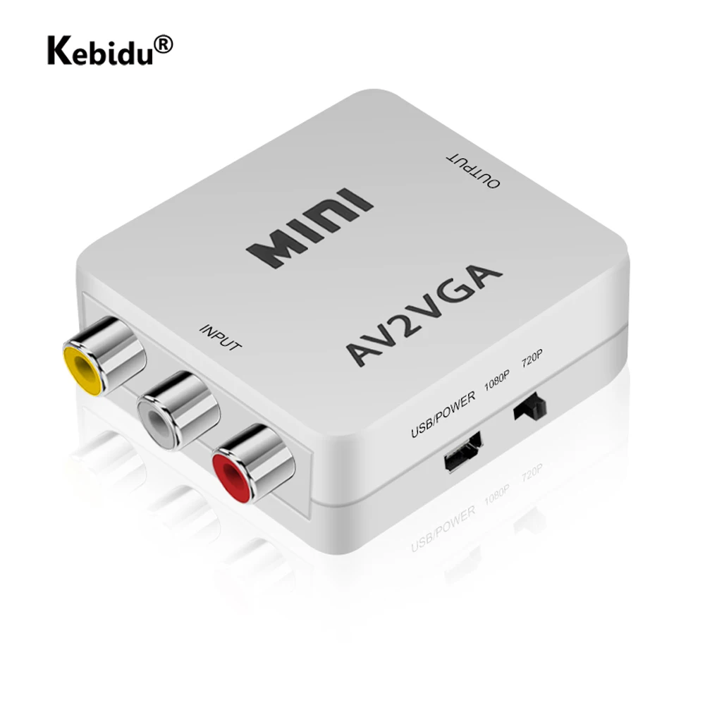 1080P AV RCA to VGA Video Converter Mini AV2VGA / CVBS + Audio Convertor Conversor with 3.5mm PC HDTV | Электроника