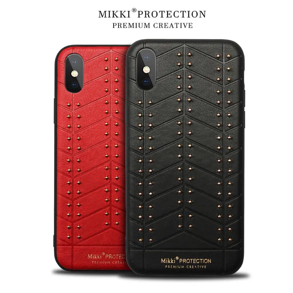 Ультра тонкий чехол для телефона s iPhone 11 6 S 7 8 Plus XS Max кожаный с заклепками мягкий
