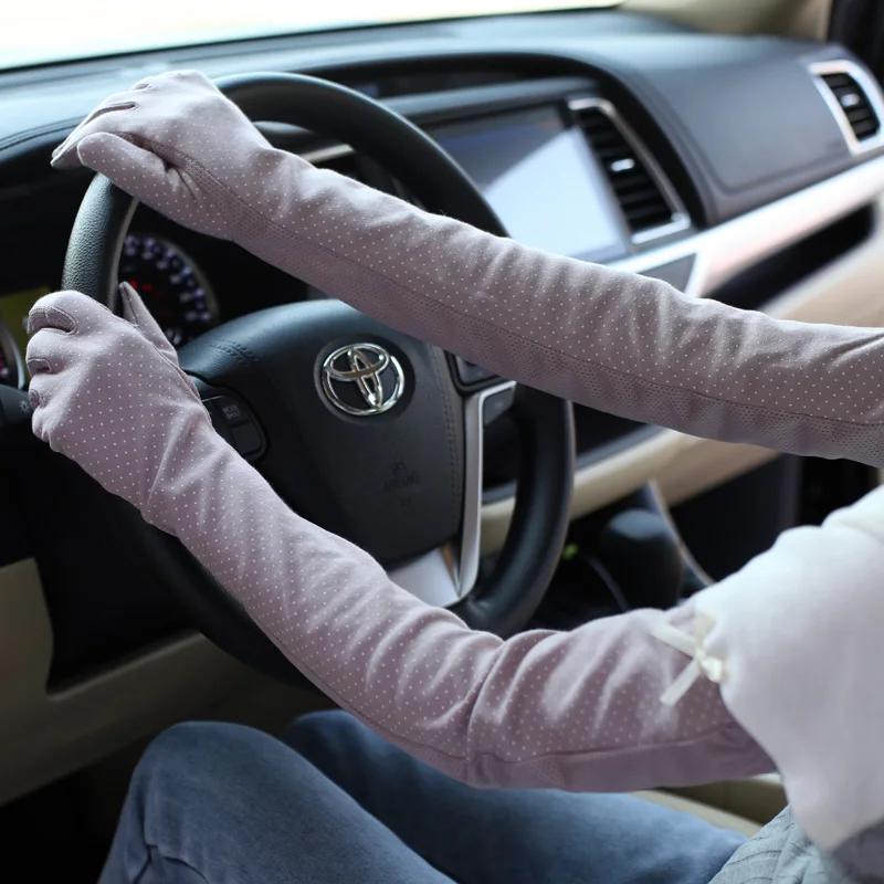 

Summer Women's Long Cotton Sunscreen Gloves Thin Breathable Touch Screen Hand Sleeve Arm Guards Driving and Riding