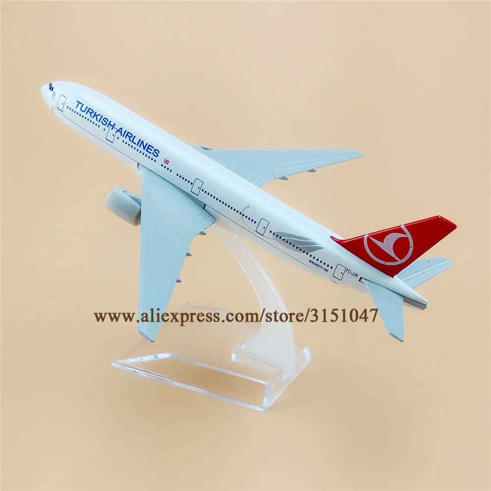 

16cm Metal Alloy Plane Model Air TURKISH Airways Boeing 777 B777 Airlines Airplane Model w Stand Aircraft Gift