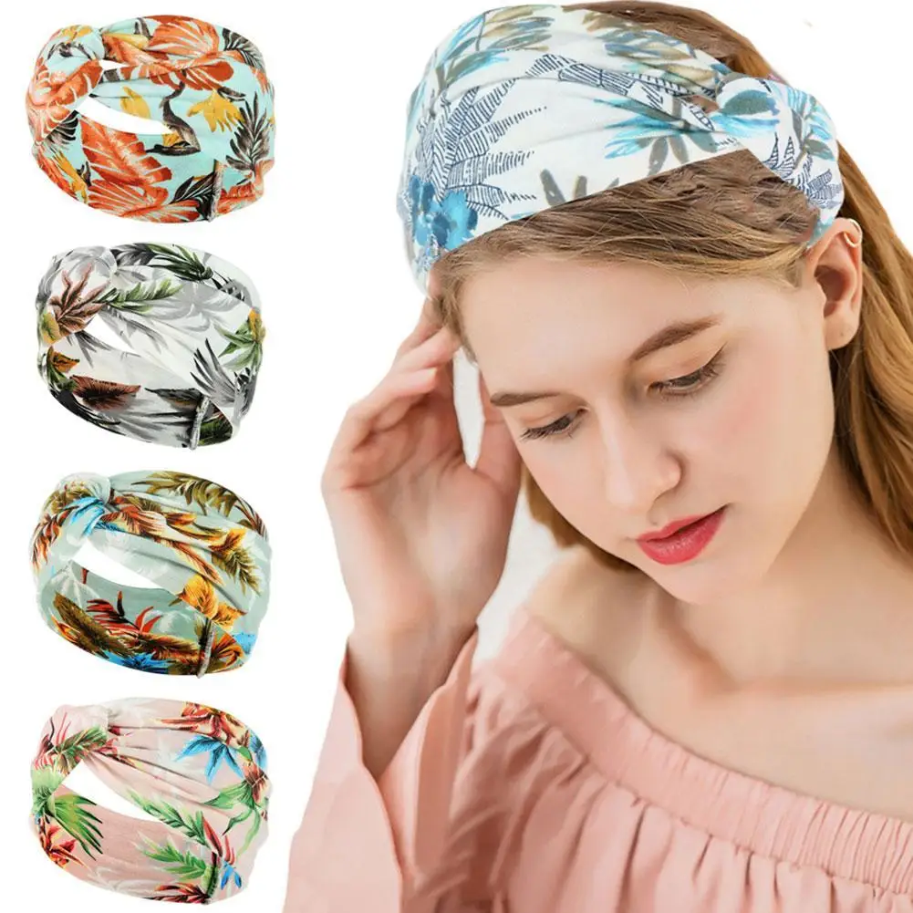 

Vintage Fashion Summer Bohemian Hair Bands Floral Print Headbands Cross Turban Bandage Bandanas Hairbands Hair Accessories