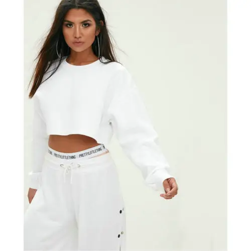Autumn Winter Fashion Streetwear Hoodies Women Casual Long Sleeve Jumper Cropped Top Pullover Sweatshirts