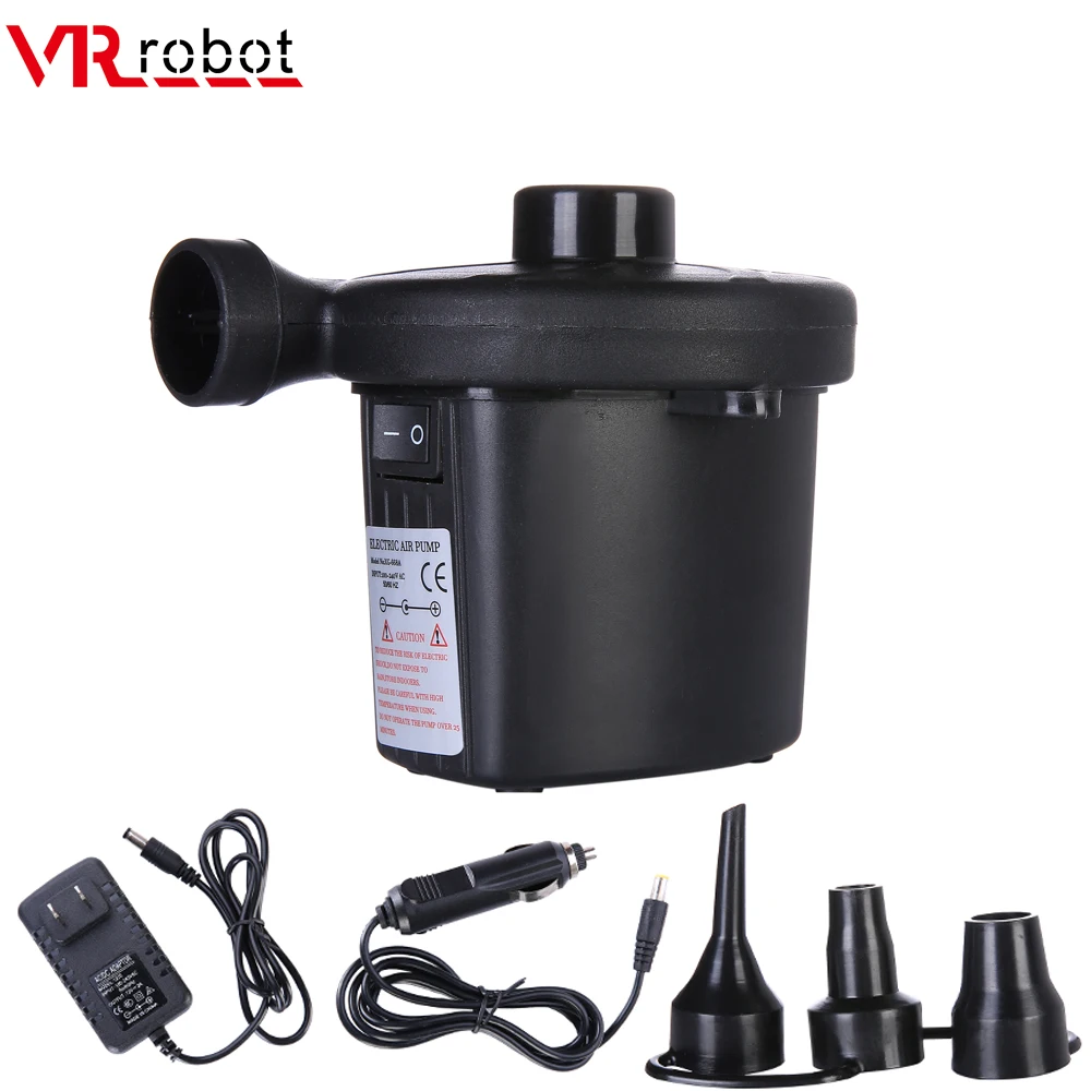 

VR robot 12 В AC 110 в электрический воздушный насос, портативный автомобильный воздушный компрессор с 3 форсунками для лодки, мотоцикла, воздушный ...
