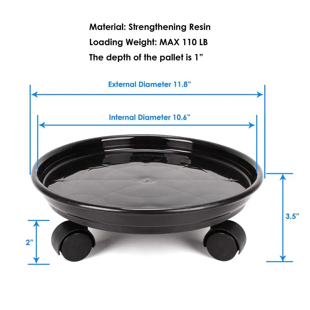 

1pc Outdoor Planter Trolley Casters Rolling Vase Tray Plant Potted Tray Flower Pot Rack 27cm For Home Plants Pot Holding Rack