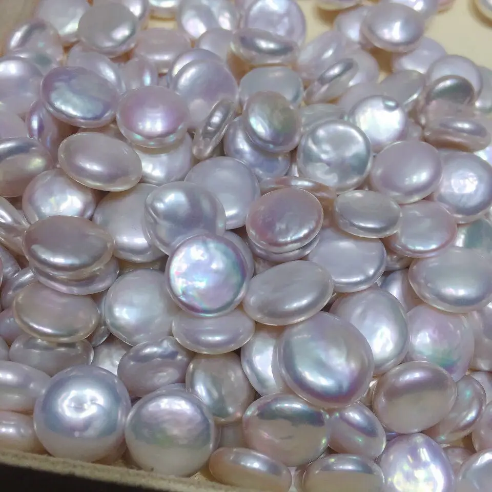 2021 China Cultured baroque Freshwater Pearl 15-16mm 13-14mm no hole White pink purple round Coin loose Pearls wholesale