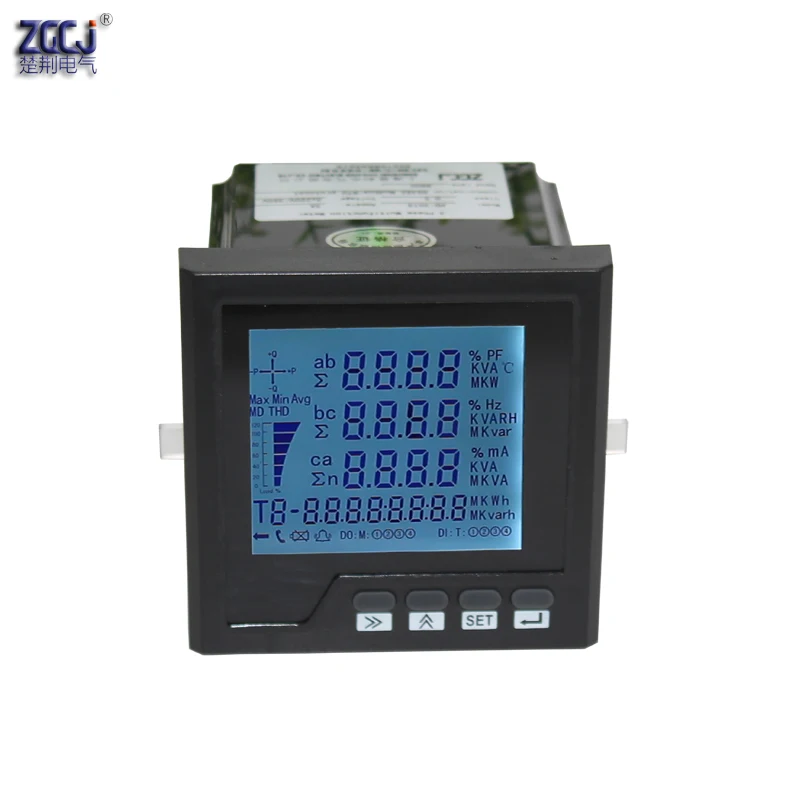 

Black case 3 phase multifunction panel meter analyzer A,V,W,kWh,cos, Hz, Var , power meter with RS485 Modbus-RTU