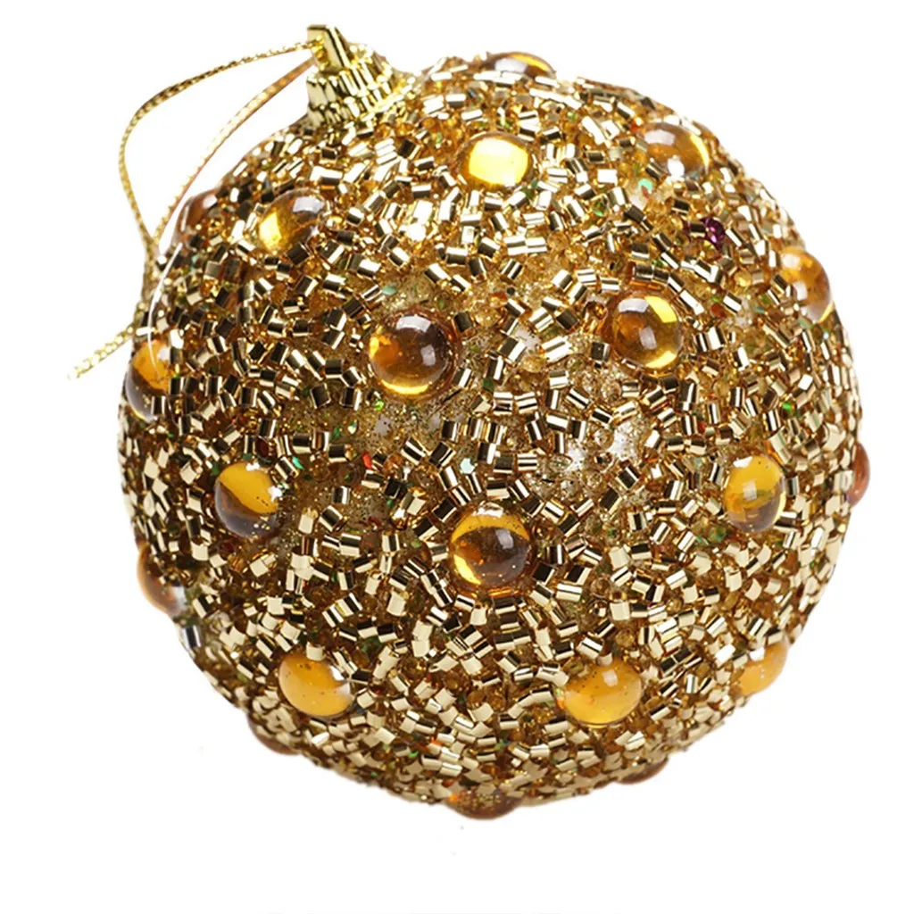 Рождественские блестящие шары со стразами золотые серебряные Рождественская