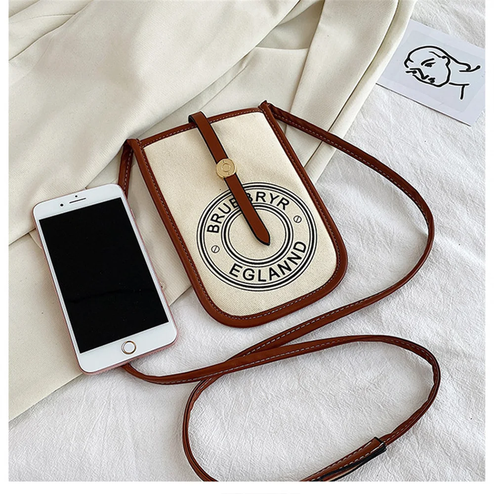 

Canvas Mobile Phone Bag Economic Card Coin Purse Women's New Style 2021 Fashion Shoulder All-Match Messenger Trend Simpel Light