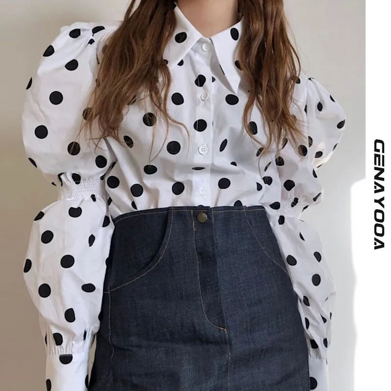 

Genayooa Vintage Blouse Streetwear Womens Tops And Blouses Shirt Long Sleeve Korean Fashion Clothing 2020 Spring Female Tops