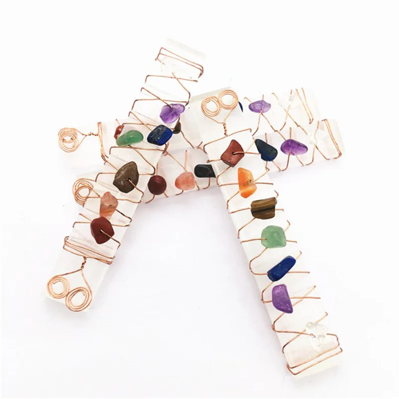 

7 Chakra Healing Crystals Stones Selenite Stick Wand Yoga Meditation Spiritual Reiki Healing Stone Specimen Gift For Home Deco