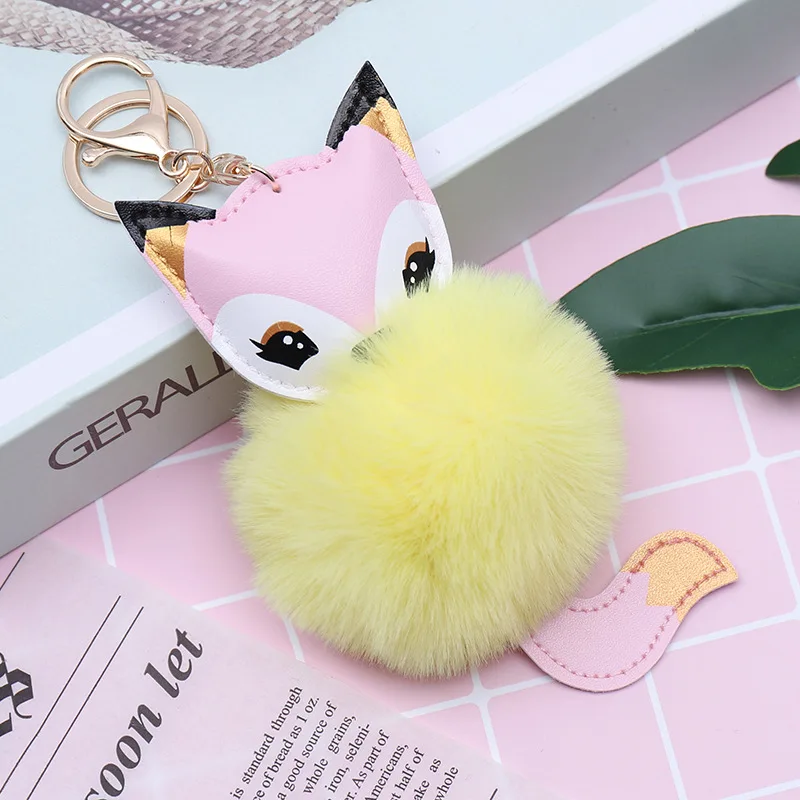 

Cute Bag Fur Ball Key Ring Fox Fur Ball Couple Car Pendant Plush Key Chains Pendant Couple Gift Mobile Phone Female Bag Jewelry