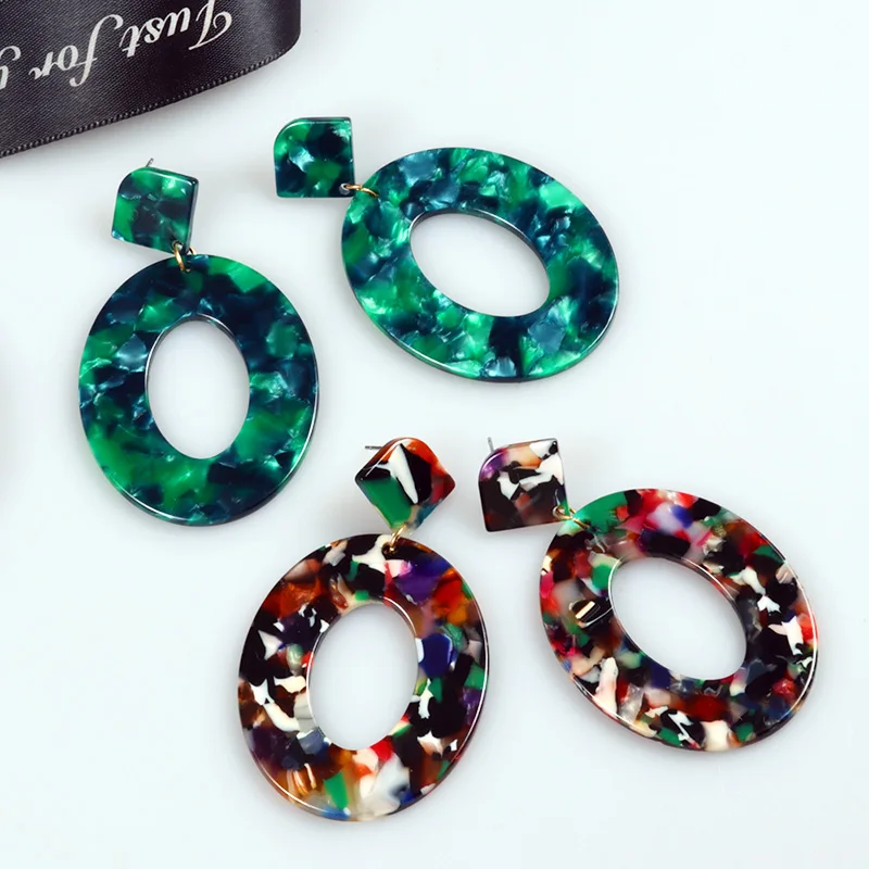 Винтажные акриловые висячие серьги с геометрическим рисунком 2019 для женщин