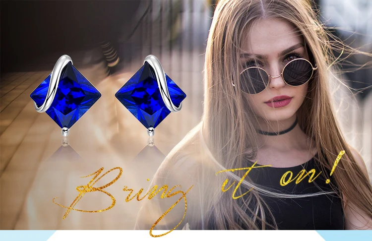 Jewelrypalace классический 2.8ct создания Сапфир Серьги-гвоздики Шарм стерлингового серебра 925 Красивые ювелирные изделия для Для женщин Мода Интимные аксессуары