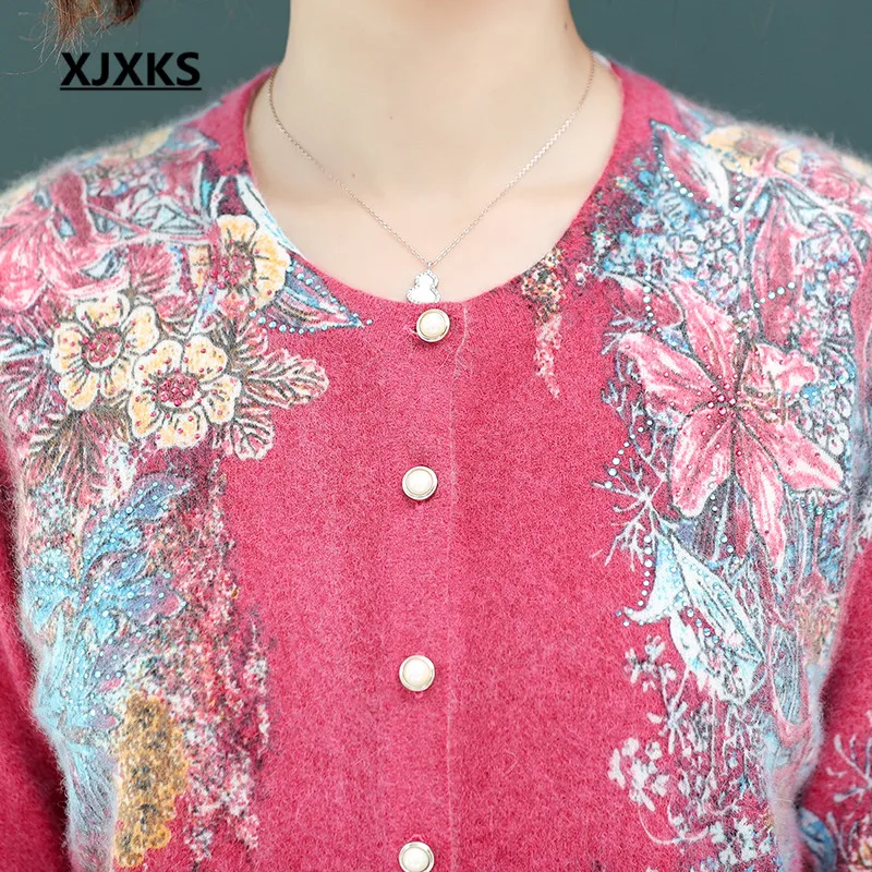 Женский кардиган XJXKS осенне-зимний Свободный из норкового кашемира размера плюс