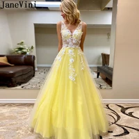 janevini blue yellow prom dresses 3d flowers long transparent candy color lace pearls formal party gown backless tulle juniors