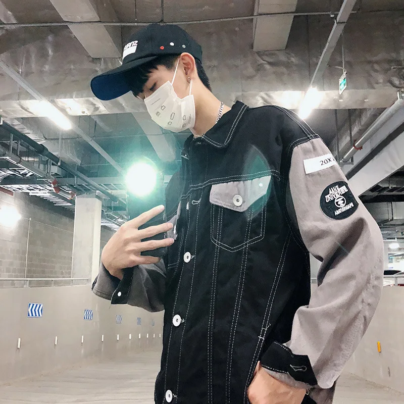 

Spring autumn new style Hong Kong style boys students all-match loose Korean embroidered bf style denim teenagers denim jacket