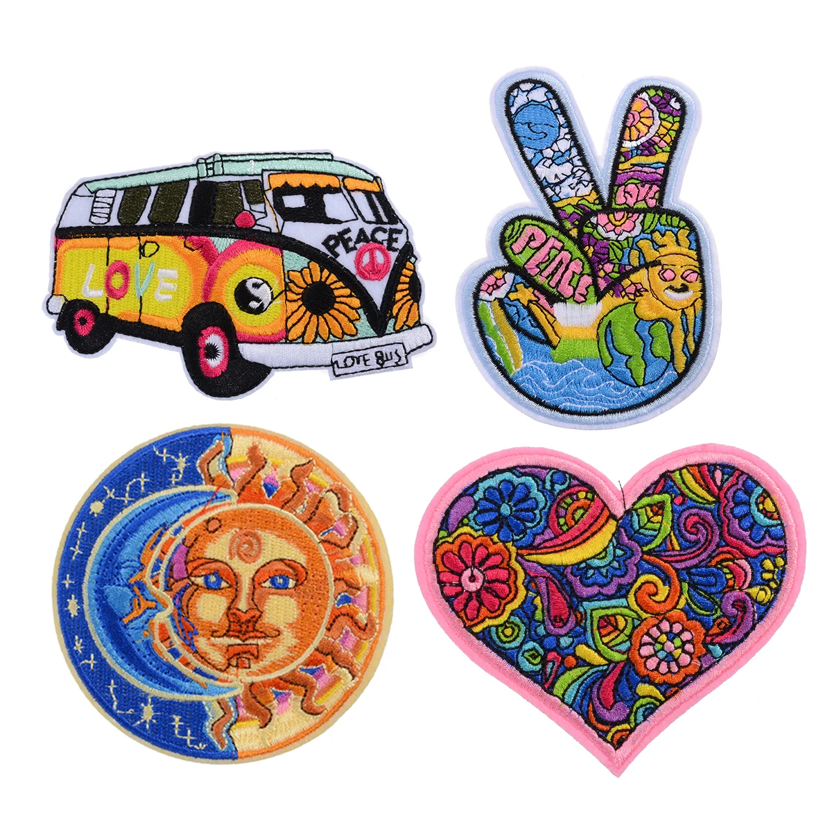 4 шт. наклейки для аппликации одежды патч ручной работы хиппи любовь автобус