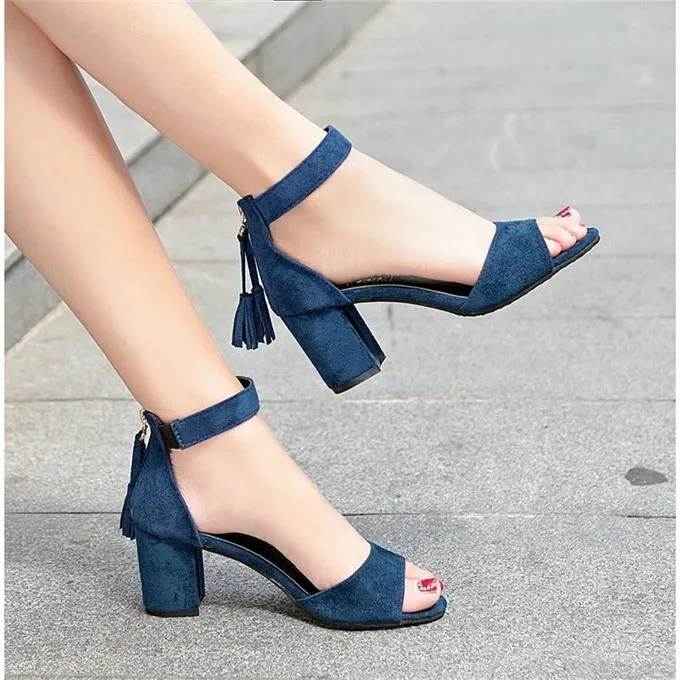 

Autumn Women's platform sandals Female suede tassel high heel Buckle Strap Roman Shoes Sandals Ladies Solid summer sandals