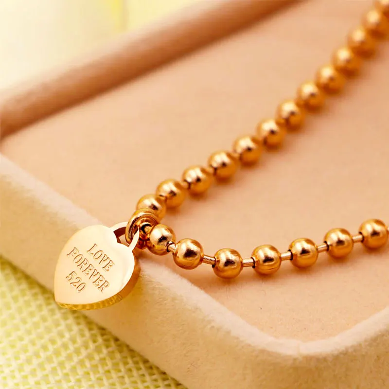 Цепочка из бисера с гравировкой Forever Love Heart Charm Anklet для женщин и девочек