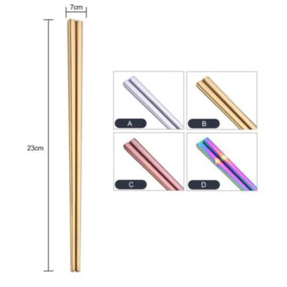

1 Pair Stainless Steel Tableware Colorful Length 23cm Reusable Chopsticks Dishware Wedding Party Festival Occasions Chinese Gift
