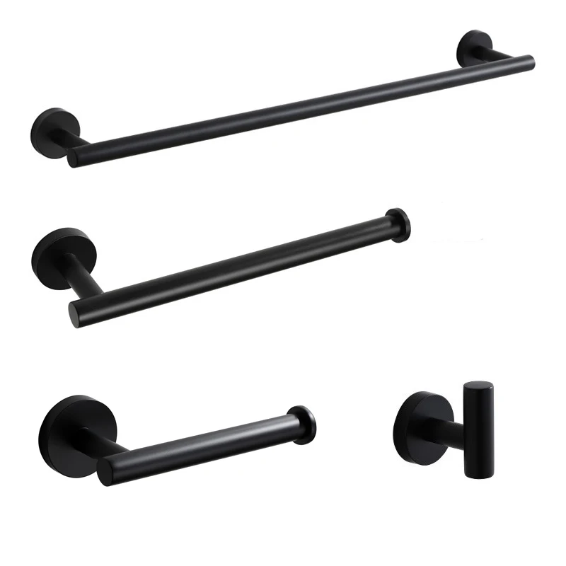 bathroom hardware set 4 piece bath accessories set wall mount includes 24 towel bar toilet paper holder towel ring hooks sus304 free global shipping