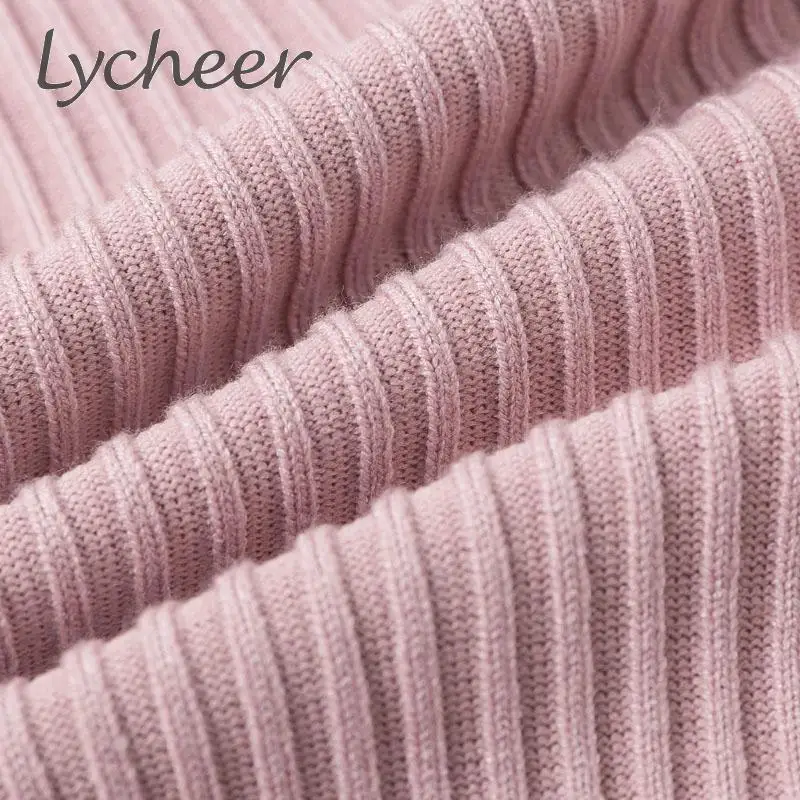 Lycheer Сексуальное Женское вязаное платье с v-образным вырезом осень зима рукав