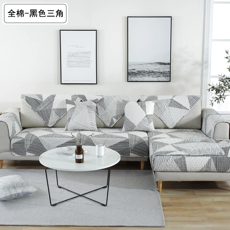 100% Cotton fabric sofa cushion four seasons universal cover towel full non-slip Nordic fresh cotton living room | Дом и сад