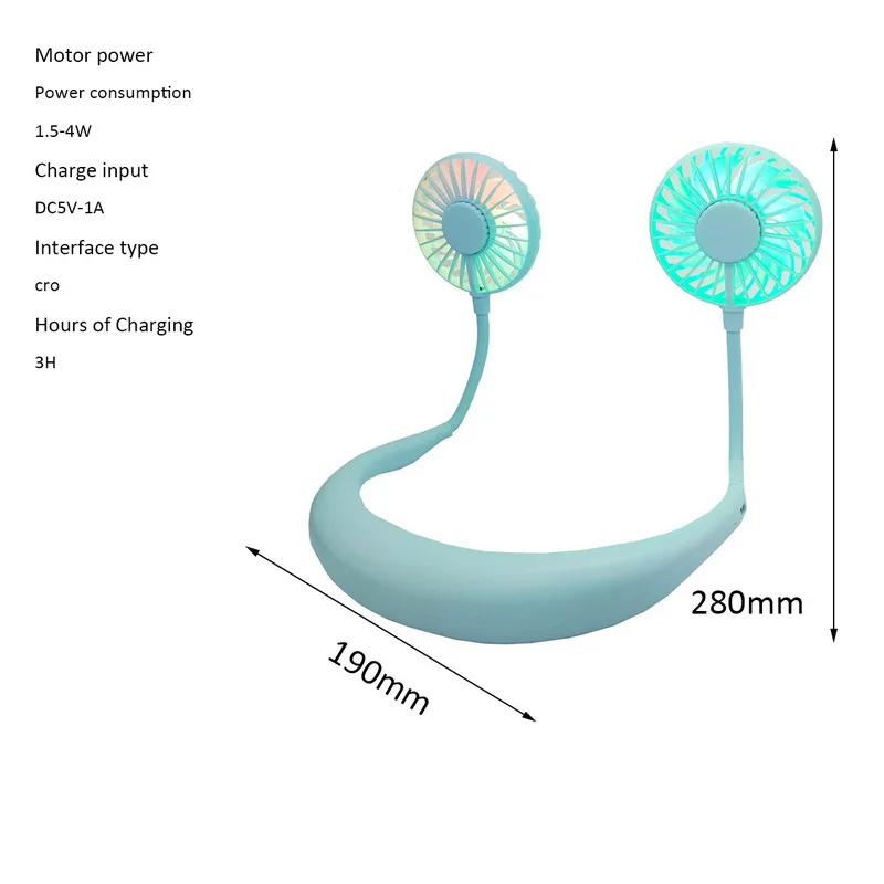 USB портативный вентилятор шейный платок с перезаряжаемой батареей маленькие