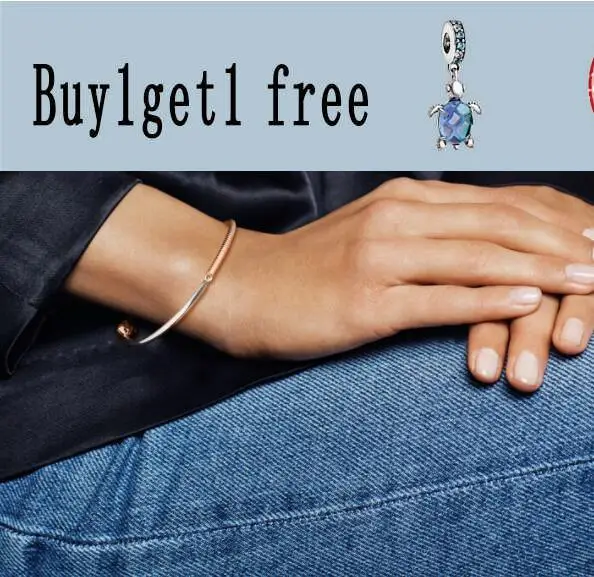 

Original 925 Sterling Silver pan Bracelet Rose Gold Moments Three-link Clasp Snake Bangle Fit Women Bead Charm Jewelry