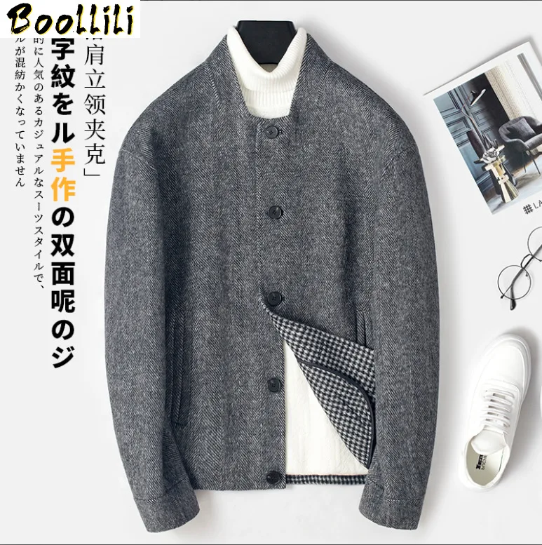 Шерстяное пальто Boollili Мужская одежда Корейская короткая шерстяная куртка 2020 с