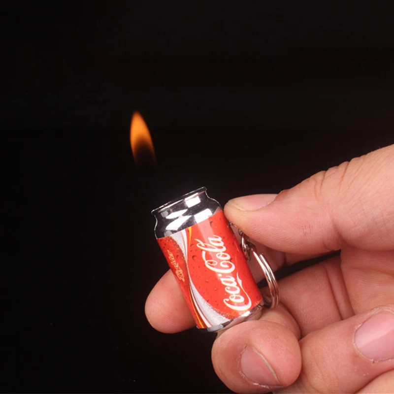 

Mini Creative Beverage Bottle Shape Lighter Key Portable Key Chain Butane Gas Lighter