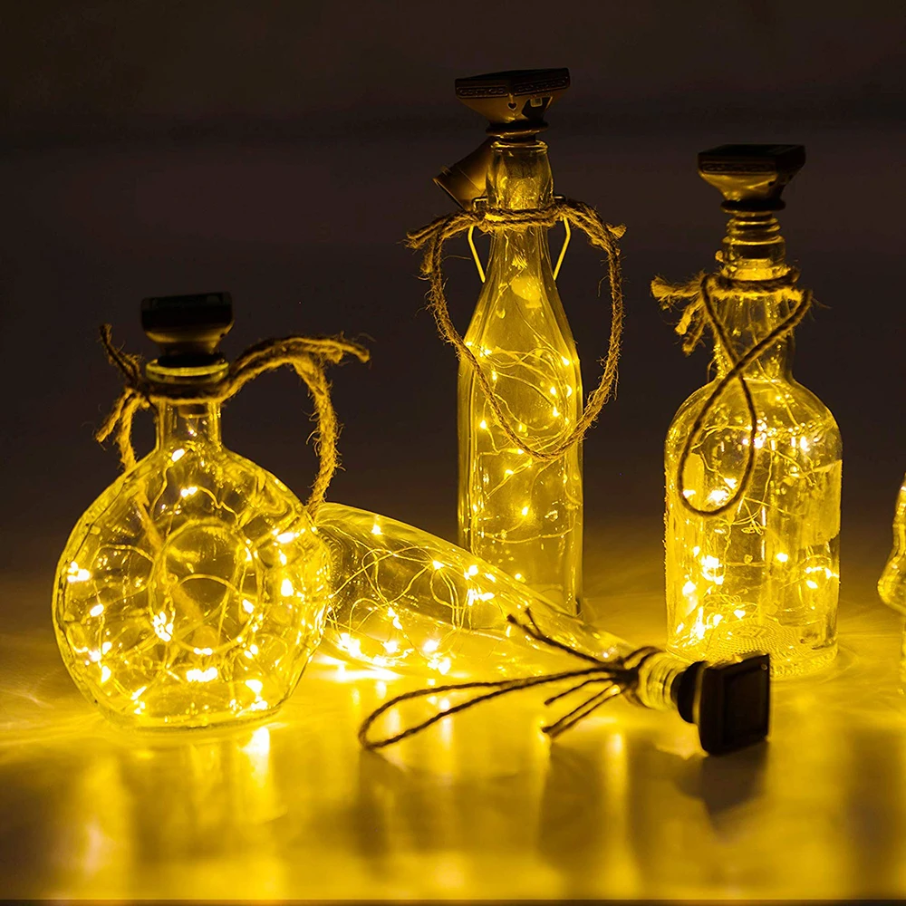 

Solar Powered Wine Bottle lights 2M 20LED Cork Shaped LED Copper Wire String Outdoor Light Garland Lights Festival Fairy Light