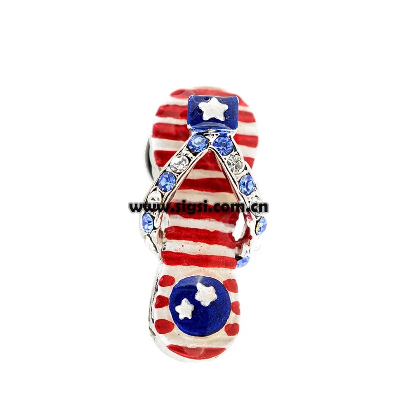 New Design 100pcs 45mm July 4th Flip-flop Tack American Flag Pin Brooch