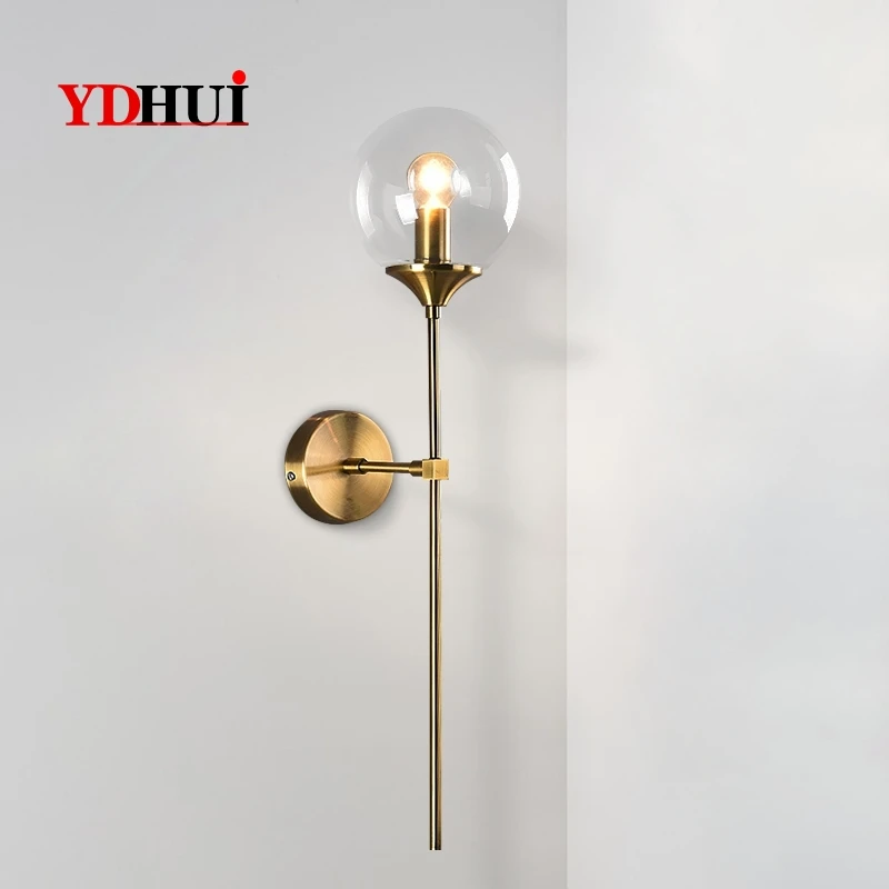Современная стеклянная настенная лампа Золотой светодиодный светильник для