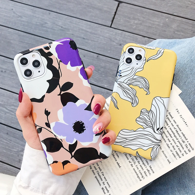 

Soft Silicone Case For iPhone 11 Pro Max Case Flower Cover For iPhone 6 7 8 Plus X XS Max 11 Pro Max Shockproof Coque Fundas