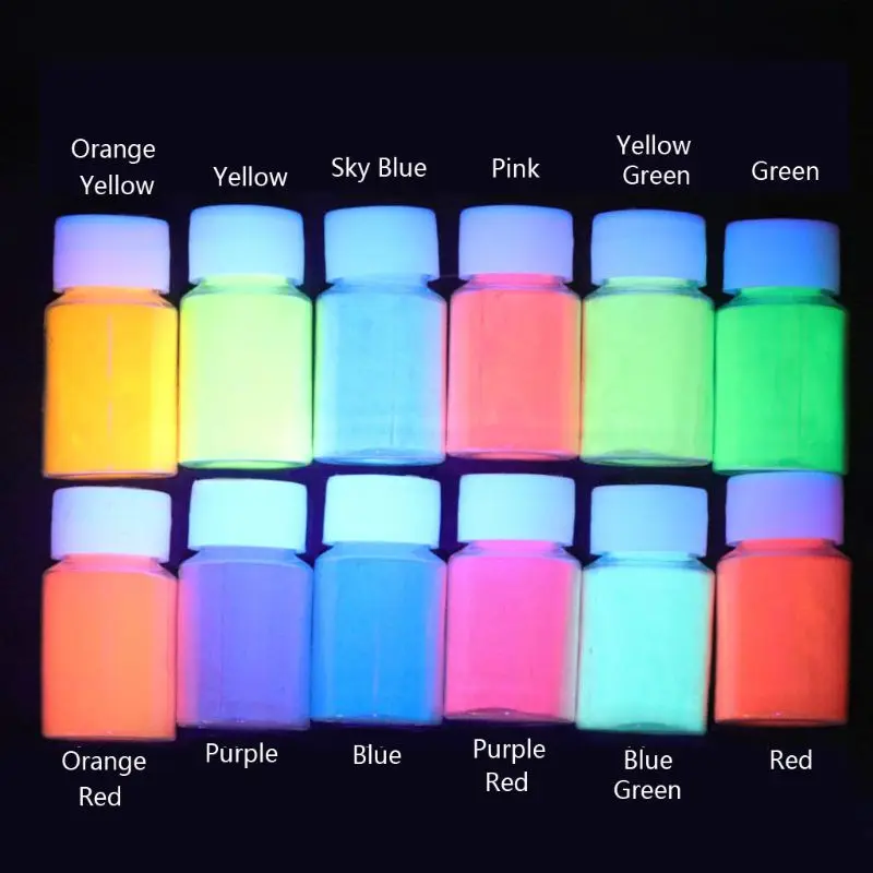 

12 Color 20g Luminous Resin Pigment Kit Glow In the Dark Powder Pigment Colorant Dye Fluorescent Resin Jewelry Making