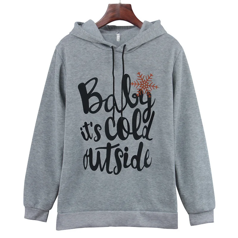 

Sell Through Europe And The United States Qiu Dong Printed Letters Long Sleeve Hooded Add Wool Fleece Female Christmas
