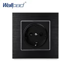 Европейская 2-контактная немецкая розетка Wallpad Роскошная сатиновая металлическая панель ЕС 16A электрическая настенная розетка для дома Schuko