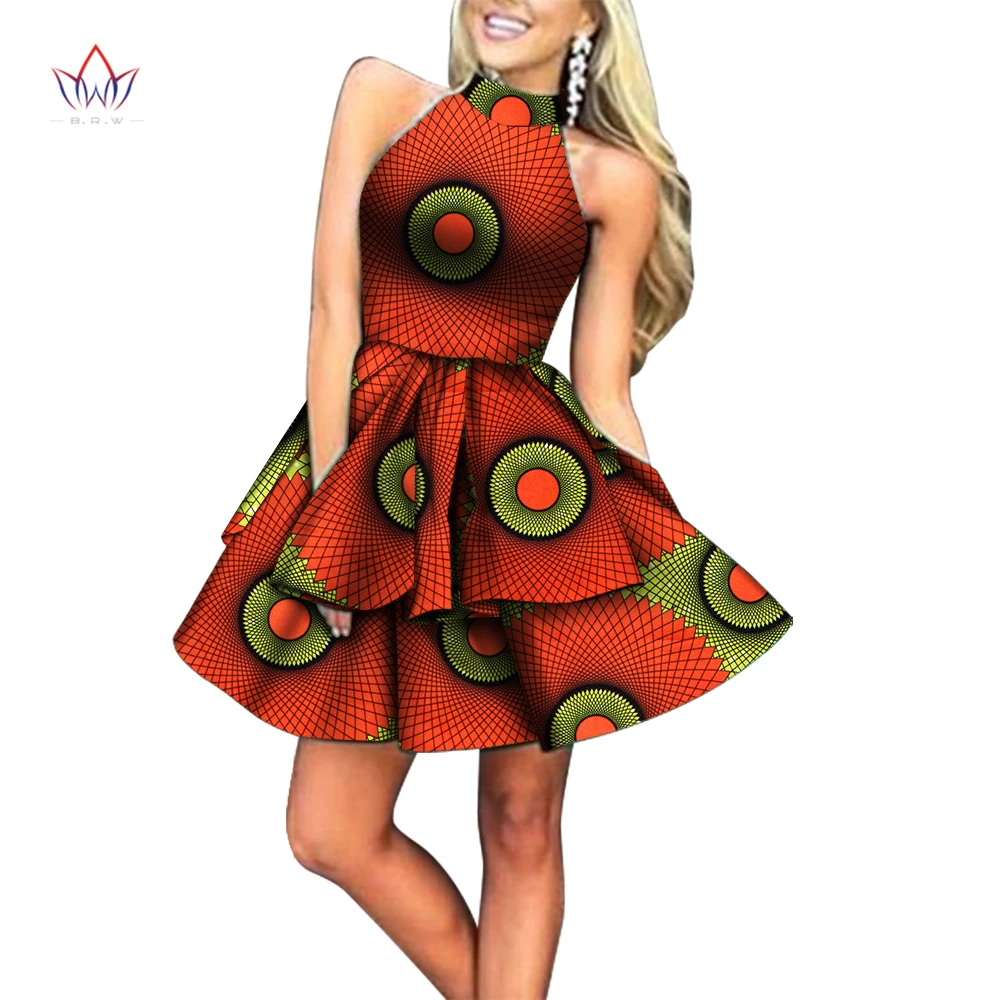 

African Dresses for Women 2021 Spring and Autumn Ankara female Printing Plus Size short robe Africa Clothes sleeveless WY5860