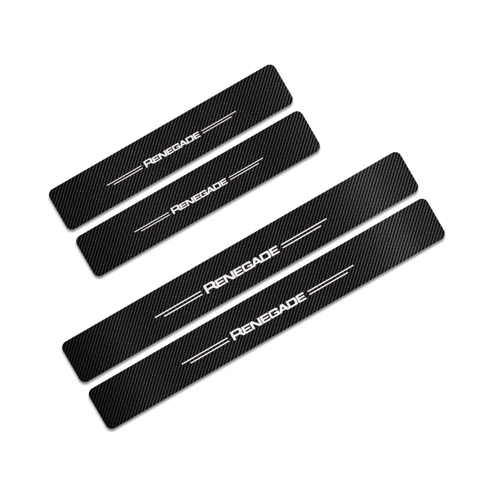 For Renegade 4 шт., Накладка на порог автомобиля, углеродная наклейка для Jeep Renegade Wrangler JK TJ Rubicon Cherokee, патриот, Трейл, ястреб, аксессуары для компаса - Название цвета: For Renegade