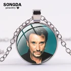 SONGDA, классическое ожерелье в стиле рок-певицы с изображением Джонни Хелли, ожерелья с 3D кабошоном с художественным рисунком, подвески, музыкальные подвески, сувениры