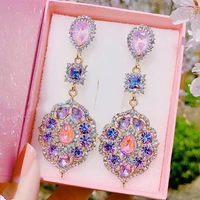 fashion elegant women luxury crystal long pendientes mujer moda exaggerated colorful drop earrings women party jewelry