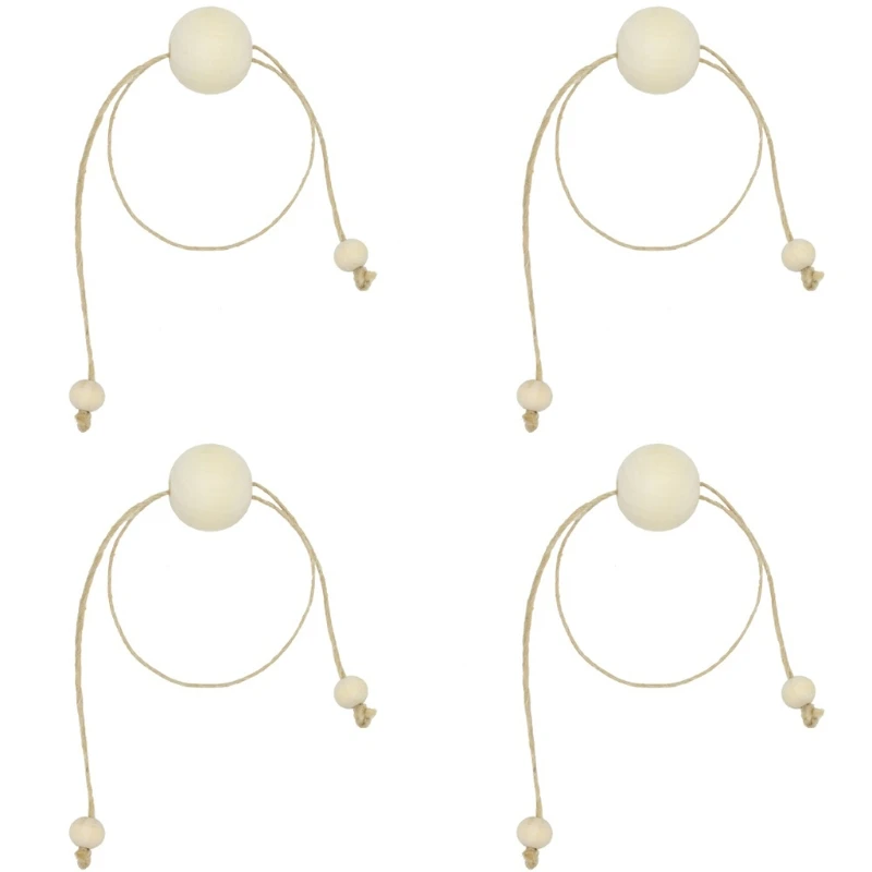 

4Pcs Natural Wooden Bead Napkin Rings For Weddings Home Decor Table Decoration
