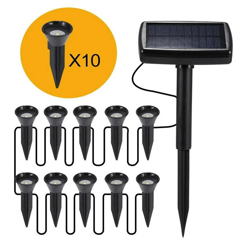 

Outdoor LED Garden Lawn Landscape Path Wall Lamp For Terraces Porches Paths Lighting Solar Power Spot Light 10Pcs